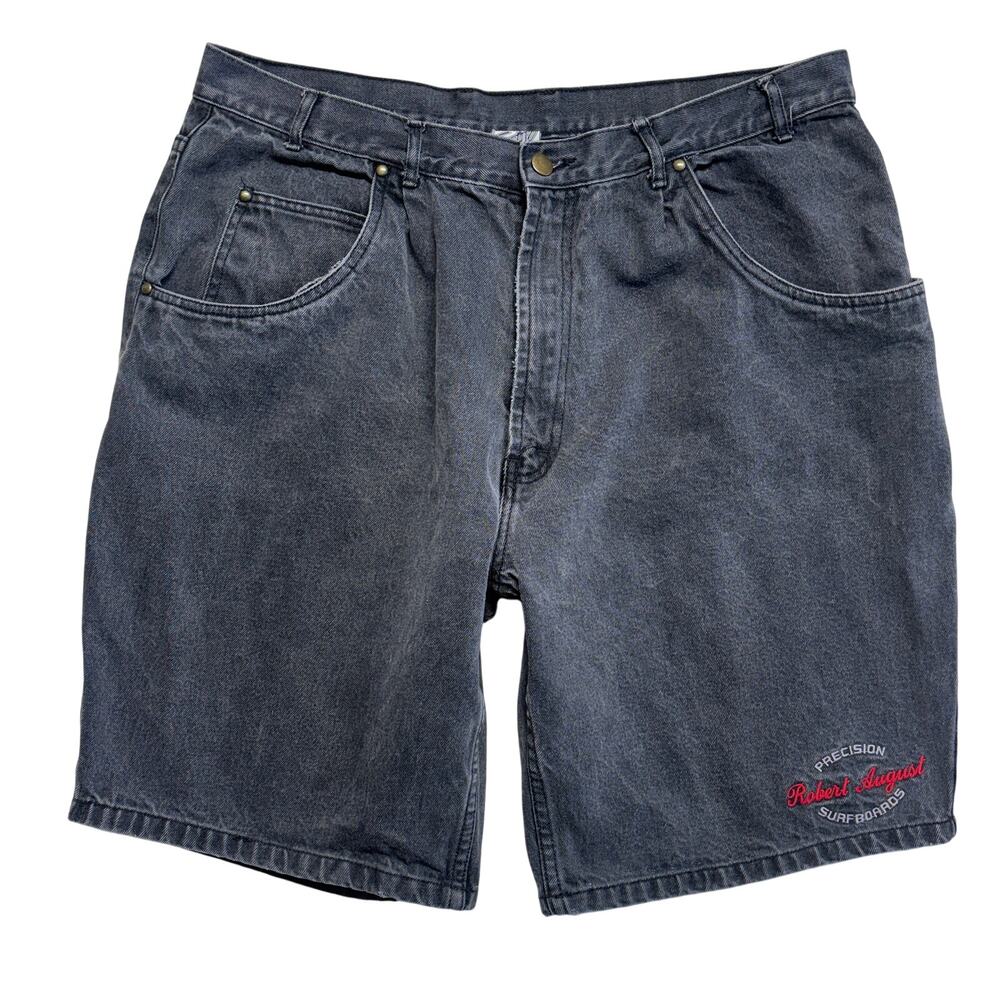 Vintage Black Jean Shorts 38 Jorts Robert August Soto State of the Ocean Surf